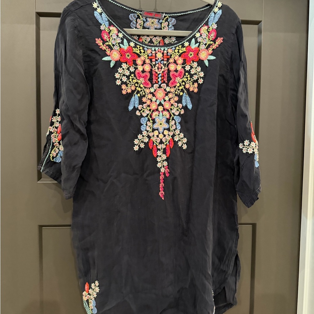 Johnny Was Embroidered Black Floral Women's Top - Size M